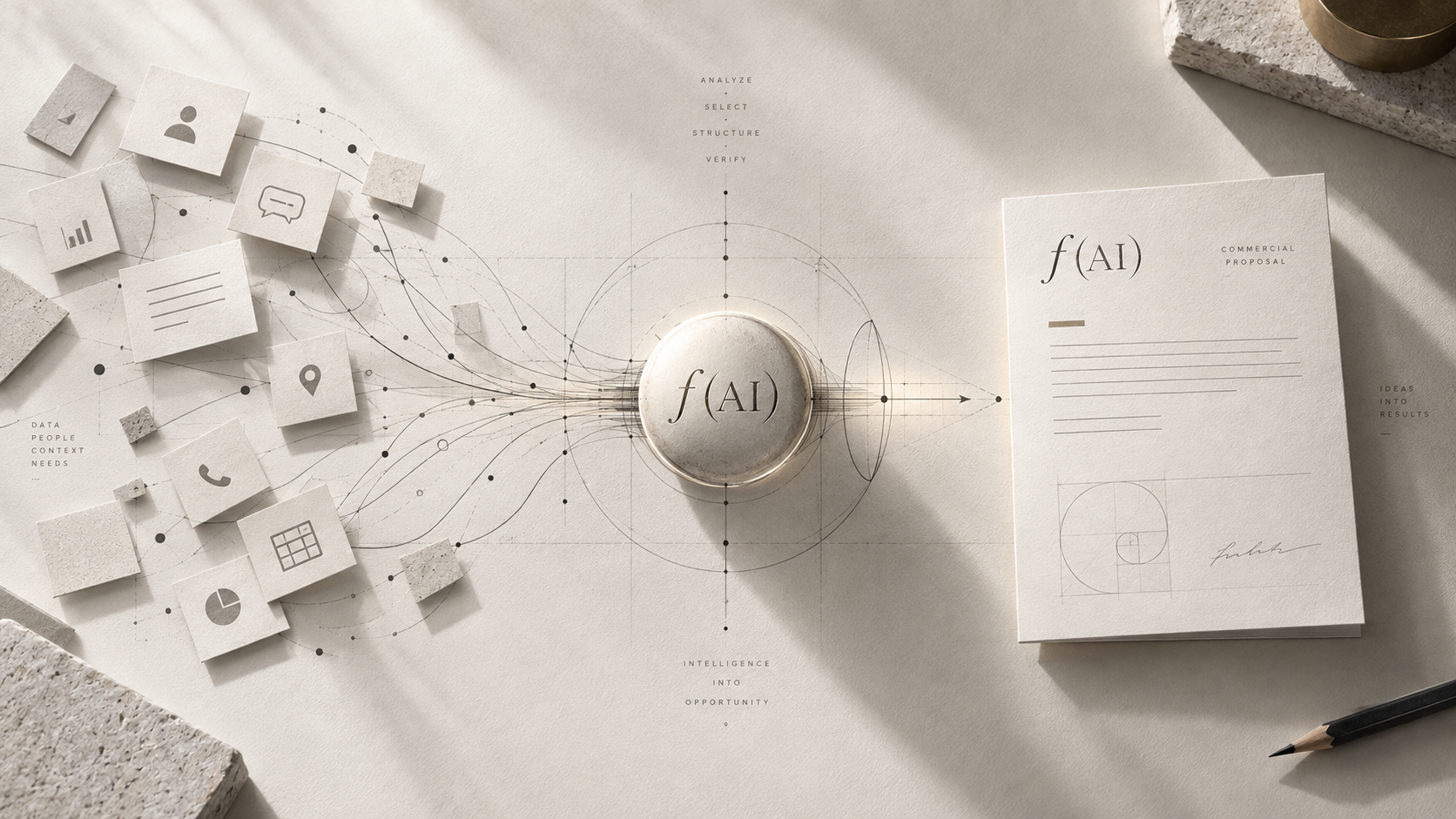 A personalized commercial proposal is assembled from 1C data and approved business rules